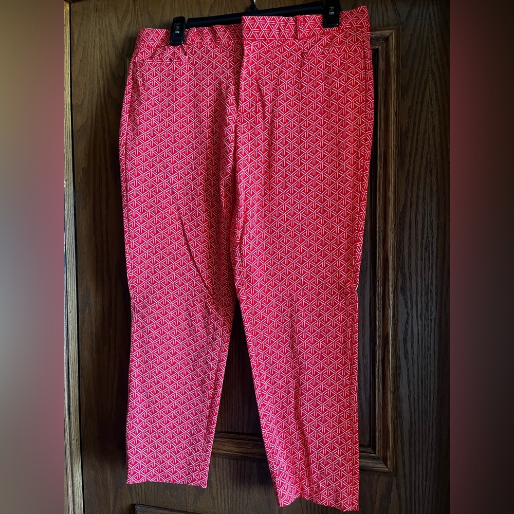 Women’s Red/Orange Cropped Patterned Pants
